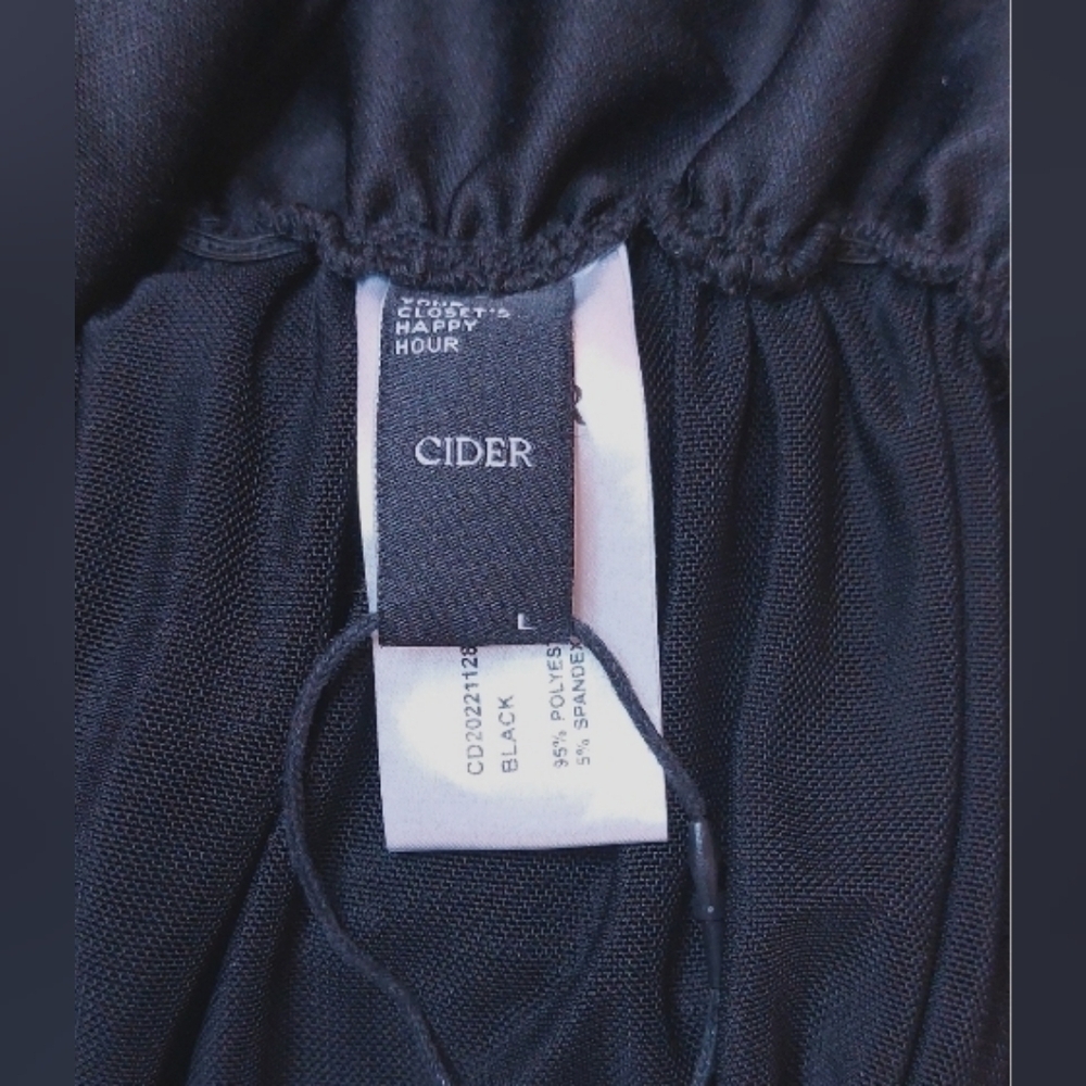 Cider Black Mesh Top Size Large Sheer Back Long Sheer Sleeves W Ruching Party - Picture 6 of 10